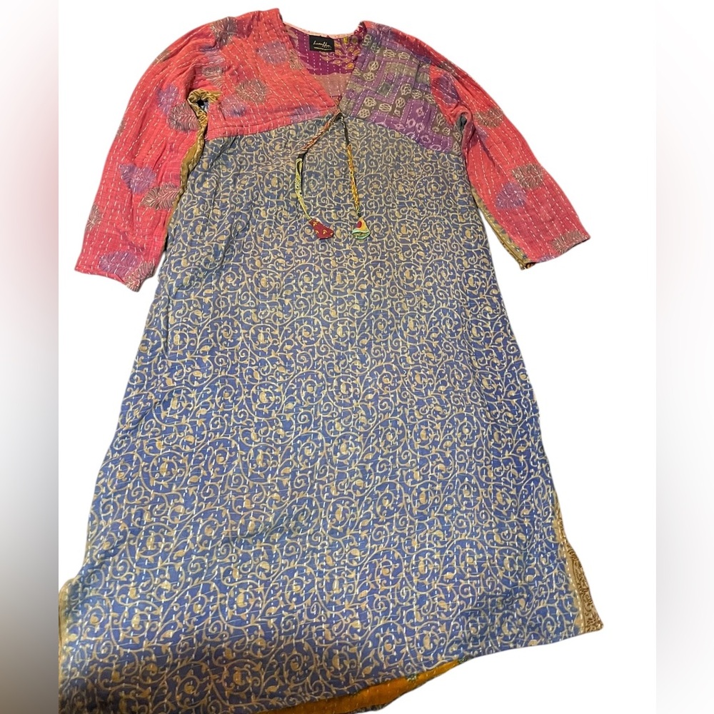 Kaantha Karma Vibrant Pink and Blue Maxi Dress